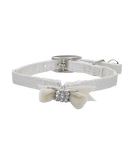 Load image into Gallery viewer, Li&#39;l Pals® Safety Kitten Collar with Bow, White Silk, 3/8&quot; x 8&quot;

