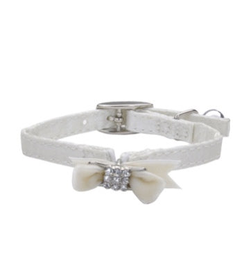 Li'l Pals® Safety Kitten Collar with Bow, White Silk, 3/8
