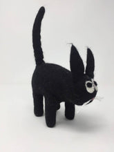 Load image into Gallery viewer, Picture of a black felt cat standing on a white surface
