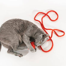 Load image into Gallery viewer, Wool Red Mouse Cat Toy w/6 Foot Tail
