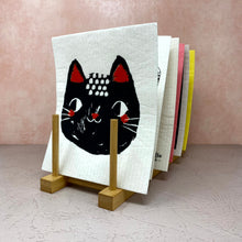 Load image into Gallery viewer, Cotton Sponge Cloth - Black Cat Face
