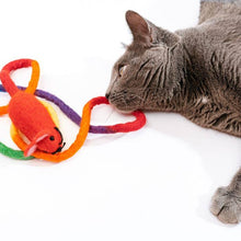 Load image into Gallery viewer, Wool Rainbow Mouse Cat Toy w/6 Foot Tail
