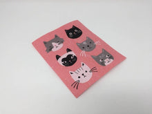 Load image into Gallery viewer, Pink sponge dish rack mats with black, grey, and black cat on a white background
