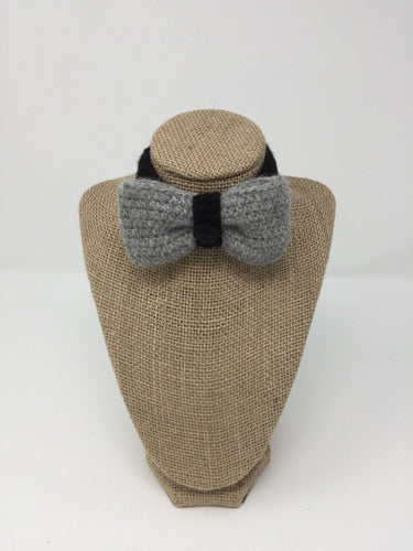 Black and grey Hand Crochet Alpaca Wool Pet Bow Tie