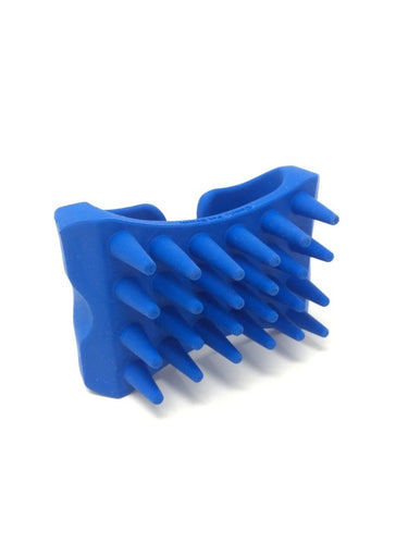 Blue pet brush for pets with medium to long hair on a white background 