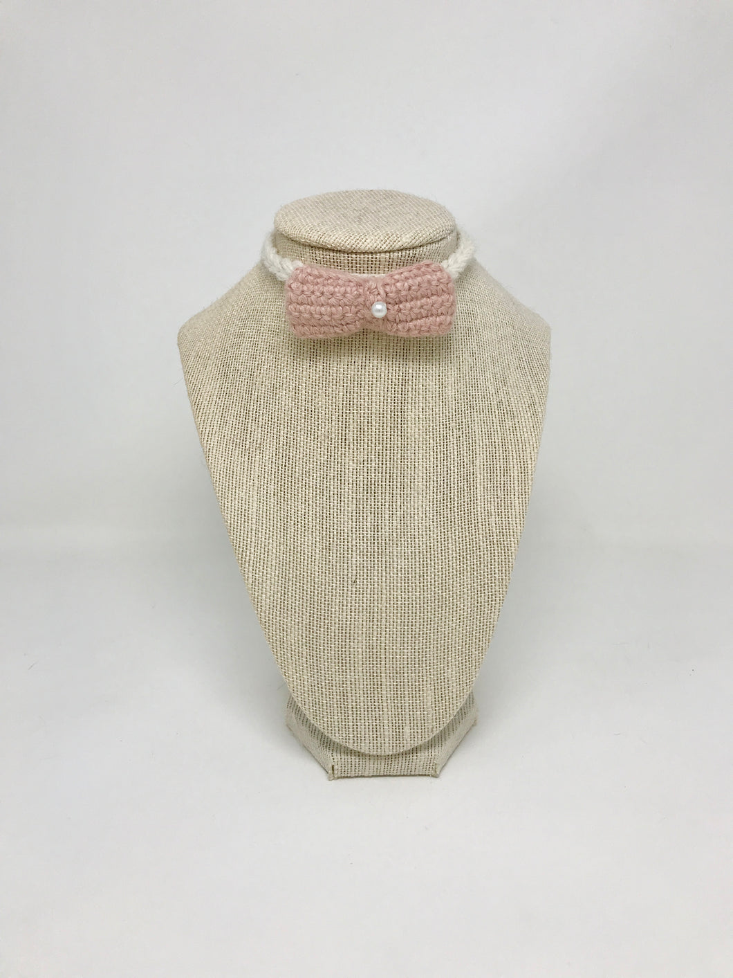 Mini Pet Bow Tie Collar -Blush Pink/Off-white