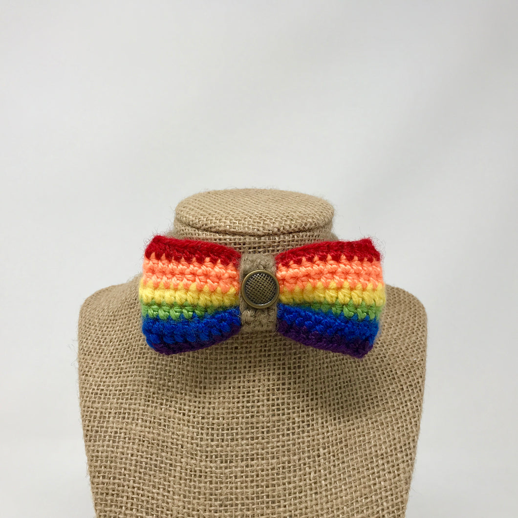 Rainbow Dog and Cat Collar with Bow Tie